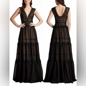 NWOT TADASHI SHOJI Shiva Embroidered Sleeveless Tiered Lace & Tulle Gown Sz 10